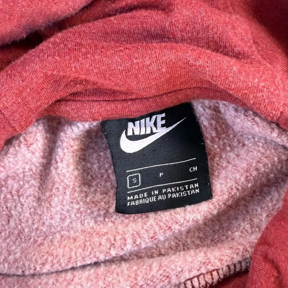 Nike Club Fleece Hoodie Womens Small Red Heather Pullover Sweatshirt Swoosh